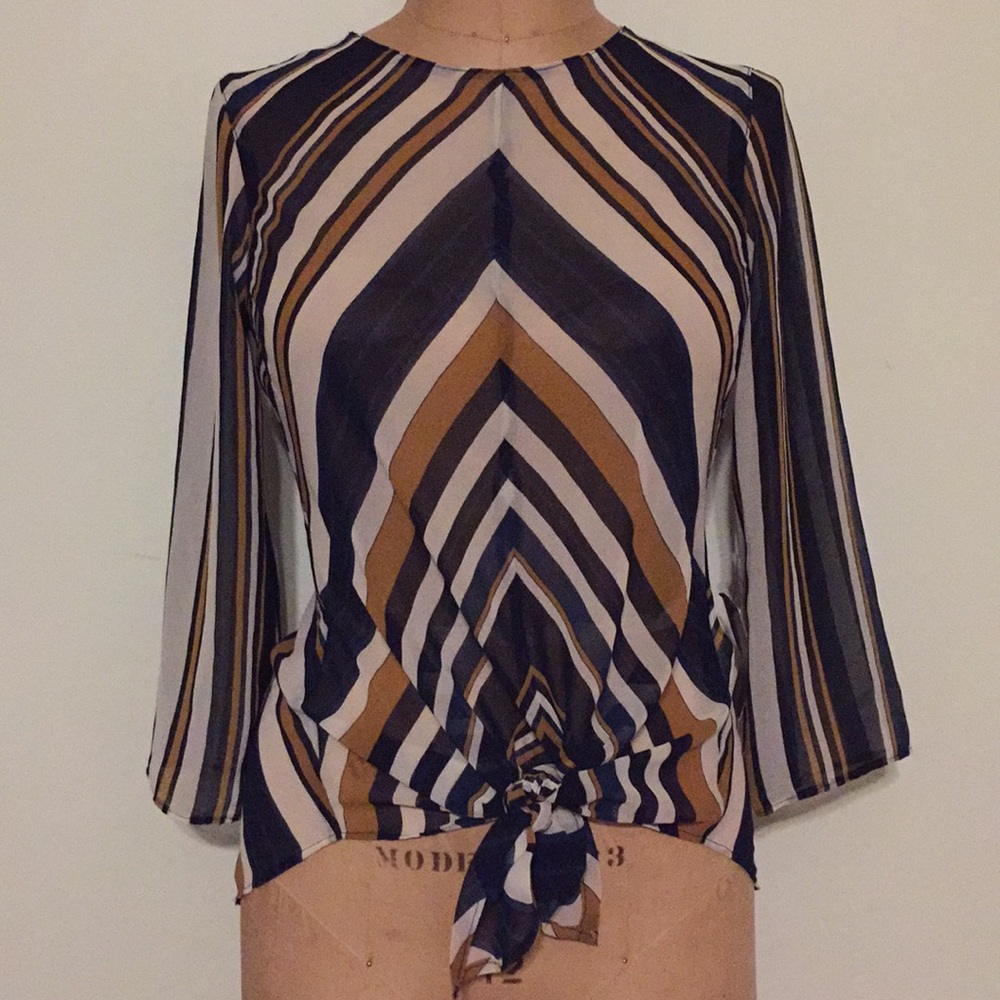 ZARA basic bias striped blouse